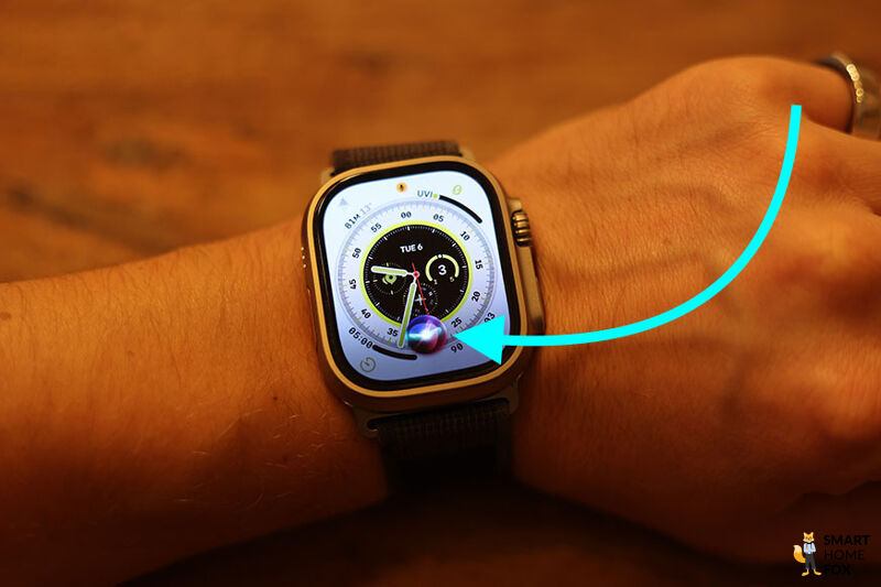 Man sieht Siri auf der Apple Watch Ultra.
